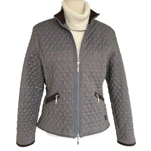 Barbour Tailored Wool Blue Tweed Quilted Short Jacket US Size 10